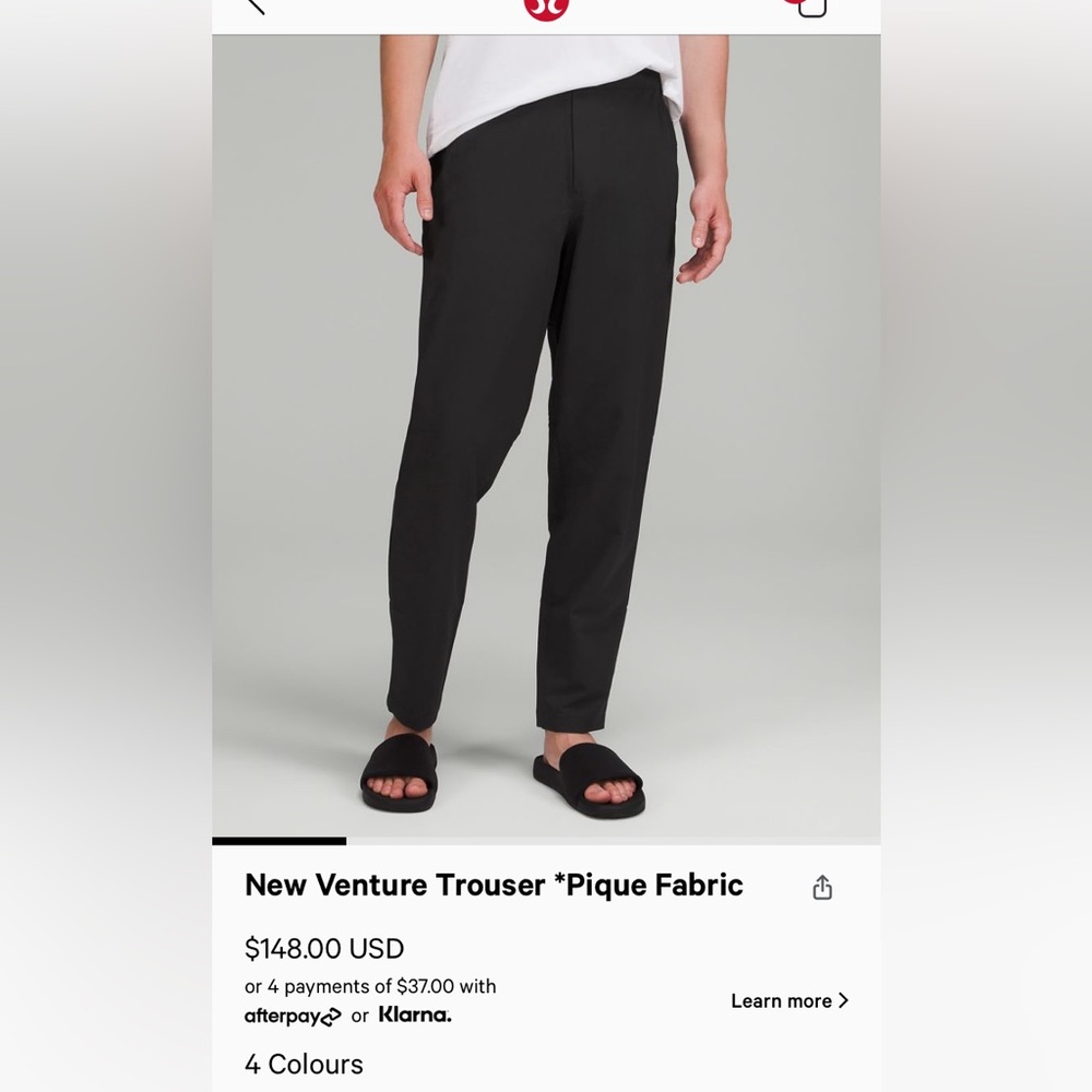 New Venture Trouser, Mens XS, Black, Classic Tapered Fit